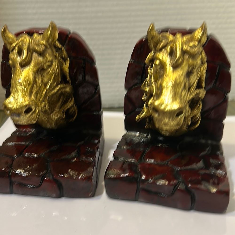 Vtg pair cbk Ltd ceramic horse heads bookends